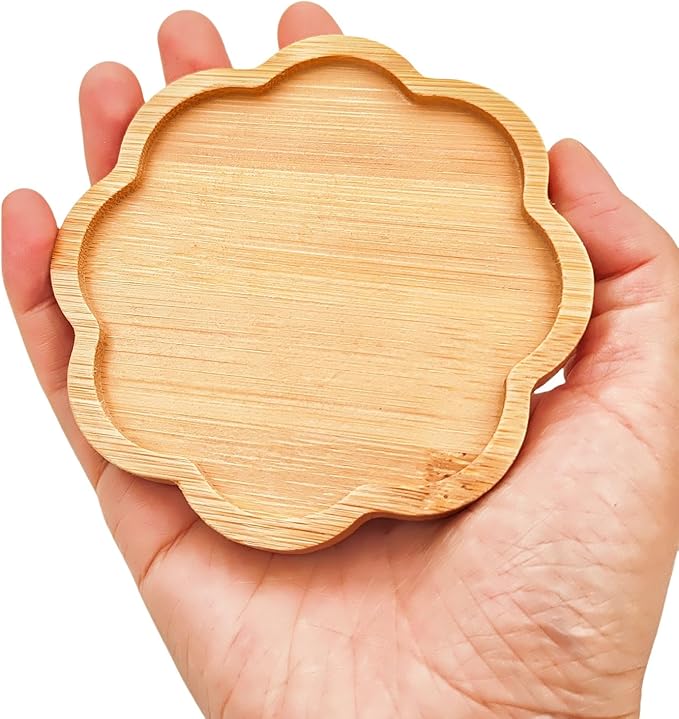 4PCS Mosaic Bamboo Coasters for Crafts, Blank Base Trays, Drinking Cup Coaster, Plant Coaster, Art Plate,DIY Mosaic Supplies (Eight-Petal)