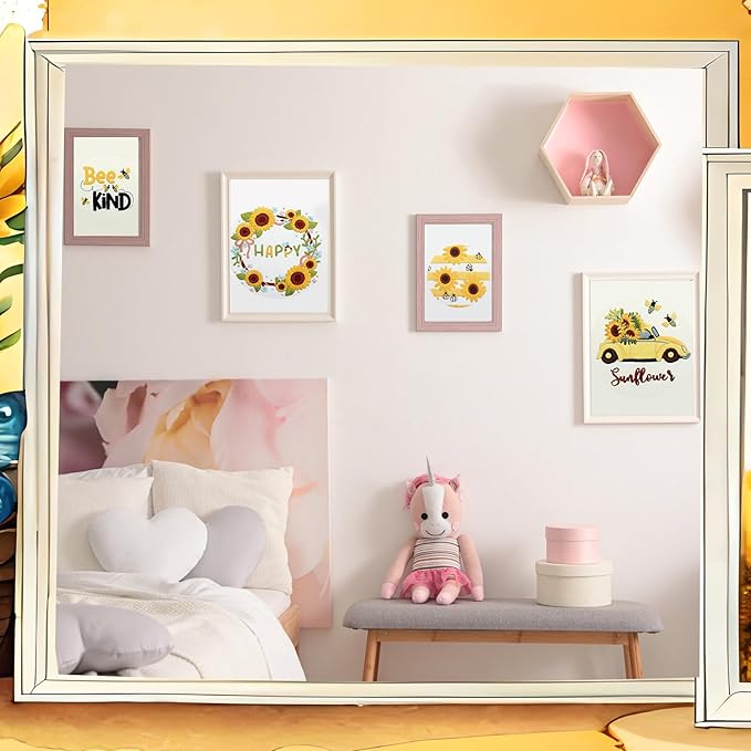 Riceshoot 8 Set Sunflower Embroidery Kit for Beginner Adults Cross Kit with Pattern Instruction, Embroidery Cloth and Hoops, Thread, Needle, Needle Threader, Thread Remover, Scissors