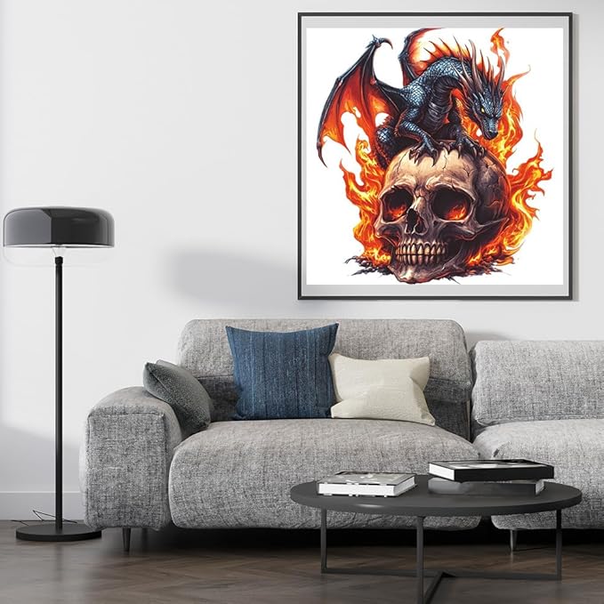 Moohue Stamped Cross Stitch Kits for Adults Animal Dragon and Skull 14CT Pre Printed Cross Stitch Kits for Beginners (Animal Dragon and Skull)