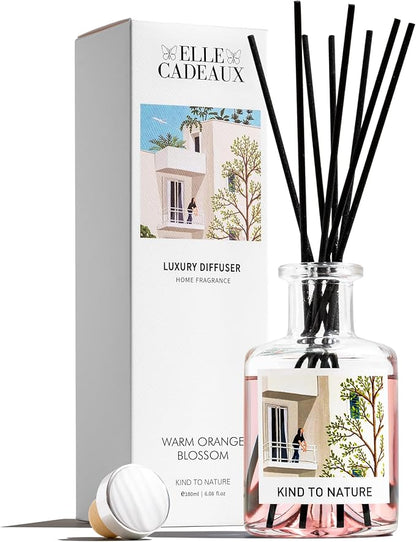 Reed Diffuser Set, Orange Blossom Oil 6.7 fl oz Scented Diffuser with Sticks Home Fragrance Reed Diffuser for Bathroom Shelf Decor