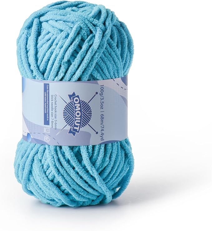 Chunky Chenille Yarn for Crocheting，Baby Yarn for Crocheting Soft Blankets，Bulky Yarns for Crochet Amigurumi，100g (74.3yds) Fluffy Velvet Yarns for Hand Knitting (Blue)