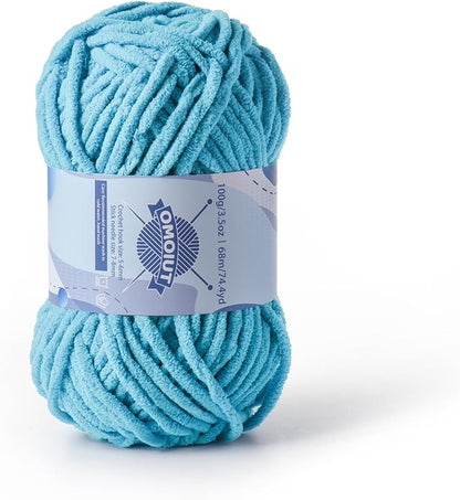 Chunky Chenille Yarn for Crocheting，Baby Yarn for Crocheting Soft Blankets，Bulky Yarns for Crochet Amigurumi，100g (74.3yds) Fluffy Velvet Yarns for Hand Knitting (Blue)