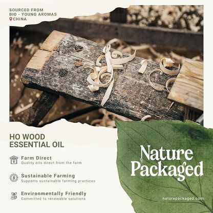 Nature Packaged Ho Wood Essential Oil Direct from Malagassi - Ho Wood Essential Oil for Diffusers, Candle-Making, Soap-Making, Aromatherapy, for Skin and Hair (22lbs)