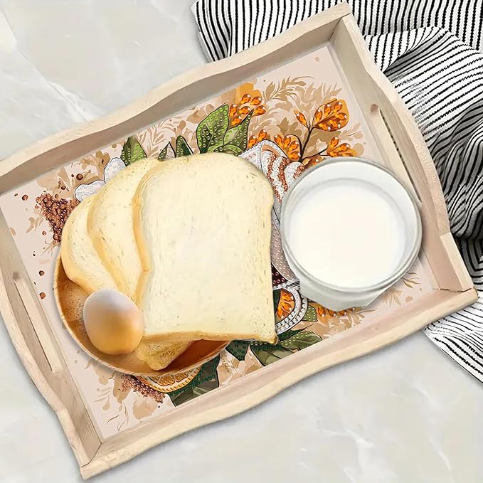 DoxQcs DIY Diamond Art Wooden Tray Kit Easter Food Tray with Handle Diamond Painted Table Decoration Tray for Breakfast Bar Dinner Table Diamond Art Painting for Beginners-#11-Coffee