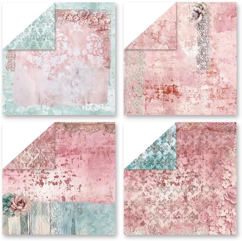 Pink Lace Scrapbook Paper Vintage Flower Pattern Papers Pad 12×12,24 Sheets Double-Sided Bobo Floral Scrapbooking CardStock Paper Pad for Holiday Cardmaking DIY junk Journal Papers. - Image 3
