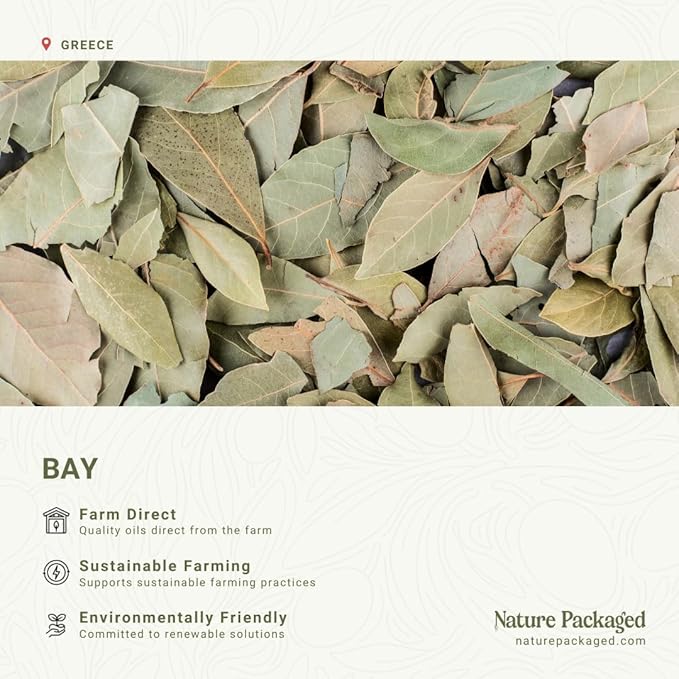 Nature Packaged Bay Essential Oil - Direct from Greece - Steam Distilled - Laurel for Aromatherapy, Massage, Diffuser, DIY Candle and Soap Making - 2lbs