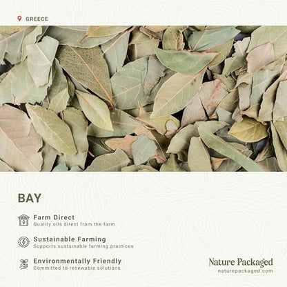 Nature Packaged Bay Essential Oil - Direct from Greece - Steam Distilled - Laurel for Aromatherapy, Massage, Diffuser, DIY Candle and Soap Making - 2lbs