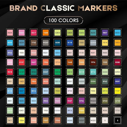 Caliart Markers, 100 Colors Dual Tip Art Markers Sketch Pens Permanent Alcohol Based, with Case for Adults Artists Drawing Illustration Sketching Coloring (White Barrel)