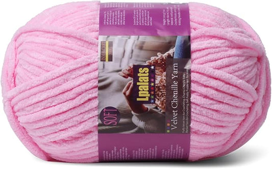 Chunky Chenille Yarn for Crocheting - 200g/7oz Baby Blanket Yarn for Crocheting Soft - 175 Yards Fluffy Thick Plush Yarns for Knitting Blankets Amigurumi (1, Dark Pink)