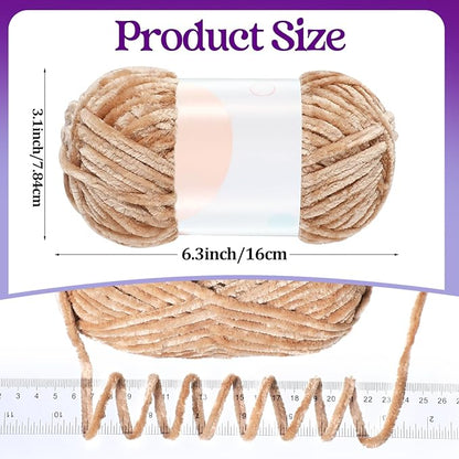 Woanger 20 Skeins Soft Chenille Yarn Velvet Blanket Yarn for Crocheting Hand Knitting Weaving DIY Craft, 10 Colors, 93 Yards Each (Vivid Color)