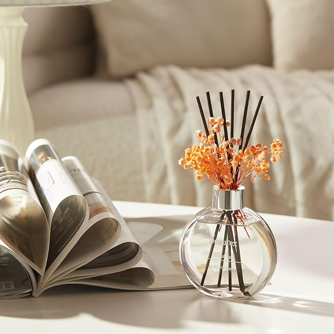 Donurex Flower Reed Diffuser Set 5.07oz Coconut Lime Scent Diffuser with Sticks Home Fragrance Reed Diffuser for Bathroom Shelf Decor