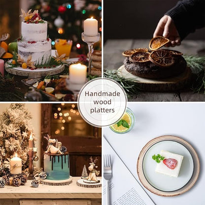Maputune 8 Pcs 12-13 in Large Unfinished Wood Slices for Centerpieces, Natural Rustic Wooden Plate for DIY Craft, Round Wood Chips for Signage Painting Wedding Party Christmas Decor