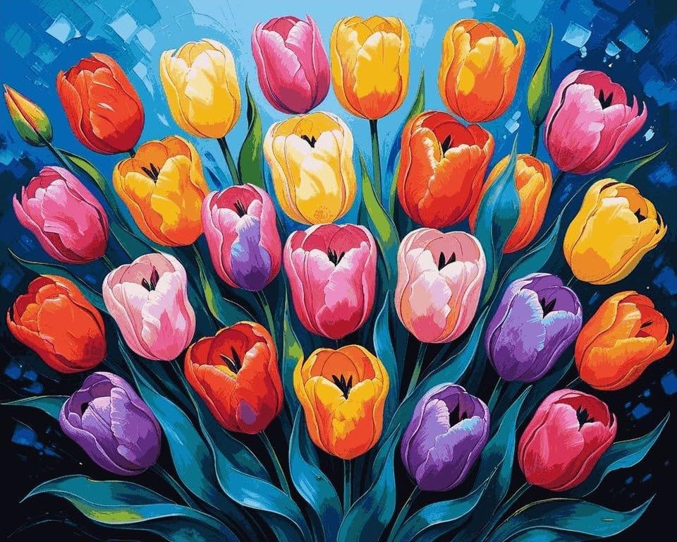 GEEHEIY Paint by Numbers Kit for Adults, Colorful Tulip Number Painting, 16 x 20 Inch by GEEHEIY