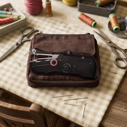 Handheld Sewing Machine with Black Storage Case and 109-Piece Sewing Kit, Mini Portable Cordless Hand Sewing Machine, Ideal for Adults & Beginners, Complete Set of Quick Home Clothing Repair Tools