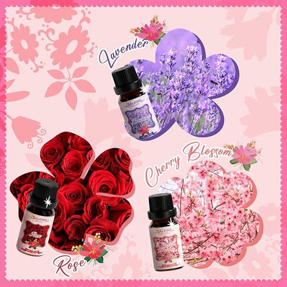 SALKING Floral Essential Oils Set, Premium Pure and Natural Essential Oils, Fragrance Oil Scented Oils for Oil Diffusers 6 x 10 ML - Lavender, Rose, Cherry Blossom, Ylang Ylang, Gardenia, Chamomile