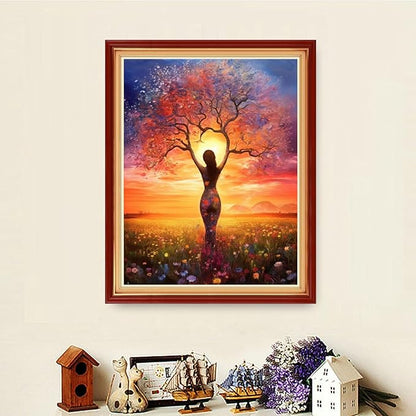Dooxvey Cross Stitch Kits for Adults Stamped Full Range of Embroidery Starter Kits for Beginners 11CT Printed Cross Stitch Patterns Needlepoint Kits Stamped Crossstitching-Abstract Girl 16x20 inch