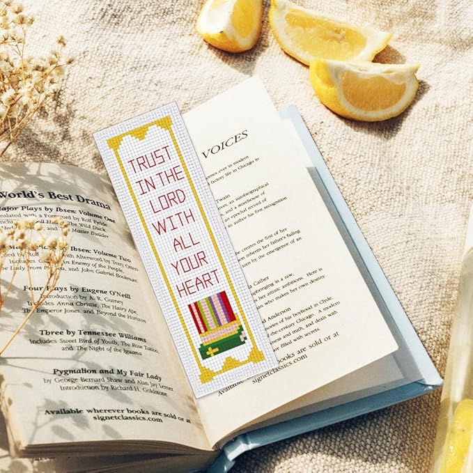 ORIGACH 6 Pcs Cross Stitch Bookmark Kit for Beginner with Backing Felt Floss Instruction Bible Verses Stamped Embroidery Bookmark Kit for Starters Adults Book Lovers