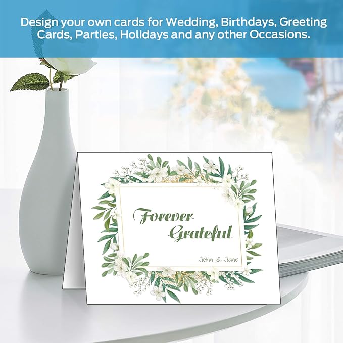 Ohuhu Blank White Cards and Envelopes 100 Pack - 5" x 7" Heavyweight Folded Cardstock and A7 Envelopes for DIY Greeting Cards Wedding Birthday Invitations Baby Shower Thank You Cards and All Occasions