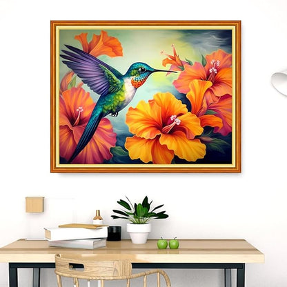 Dimensean Stamped Cross Stitch Kits Full Range of Embroidery Patterns Starter Kits for Beginners Adult DIY Cross Stitches Needlepoint Kits 11CT-Hummingbirds Gather Honey 16x20 inch