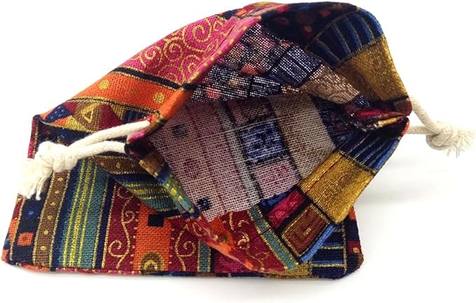 12pc Egyptian Style Jewelry Coin Pouches Aztec Print Drawstring Gift Bag Party Accessories Brocade Cotton Sachet Candy Present Pouch Travel Purse Ethnic (12)
