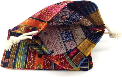 12pc Egyptian Style Jewelry Coin Pouches Aztec Print Drawstring Gift Bag Party Accessories Brocade Cotton Sachet Candy Present Pouch Travel Purse Ethnic (12)