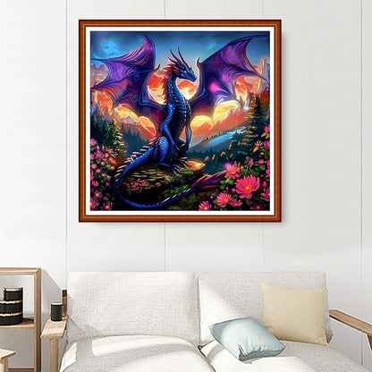 Joyhoor Stamped Cross Stitch Kits for Beginners Needlepoint Kits for Adults Embroidery Kits 11CT Counted Cross Stitch Kits Printed Embroidery Pattern- Forest Pterosaur 18x18 inchs