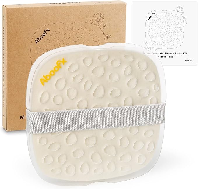 Aboofx Microwave Flower Press Kit, 6.3"x6.3" Quick Dry Flower Pressing Kit with Washable Cloth for Crafts Pressed Flowers and Plant for DIY Art, Preservation for Bookmark Frame Wedding Flowers Drying