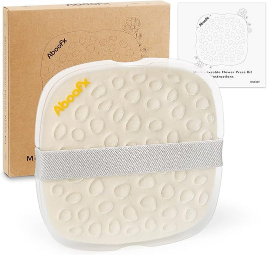 Aboofx Microwave Flower Press Kit, 6.3"x6.3" Quick Dry Flower Pressing Kit with Washable Cloth for Crafts Pressed Flowers and Plant for DIY Art, Preservation for Bookmark Frame Wedding Flowers Drying