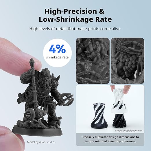 ANYCUBIC Water Washable ABS-Like Resin 3.0, 3D Printer Resin, High Toughness and High Precision, Easy to Post-Process, Low Odor, Wide Compatibility for All LCD 3D Printers (Black, 1kg)