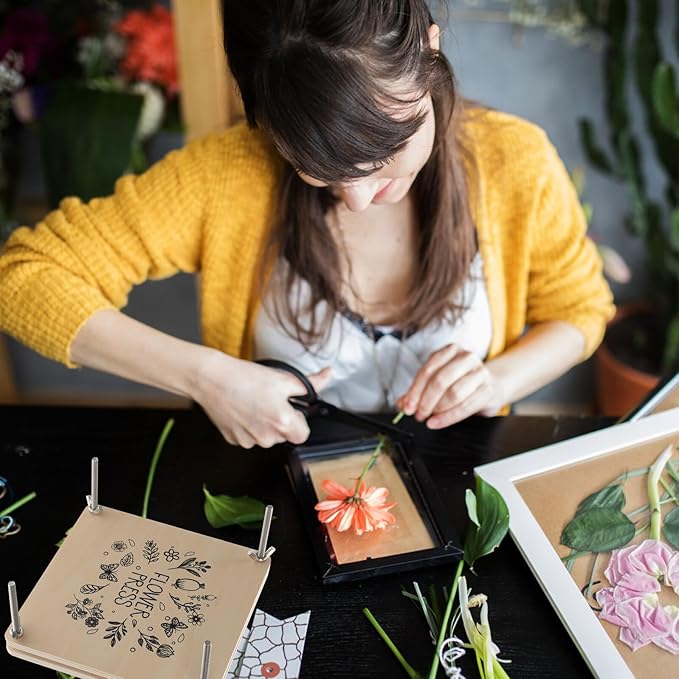 Abaodam Portable Flower Press Kit for Specimen Making Dried Flower and Leaf Pressing Tool Easy Carry DIY Craft for Adults for Scrapbooks Cards Wedding Decor