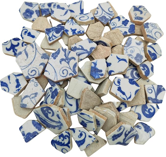 1.1 LB Porcelain Ceramic Mosaic Tiles,Broken Irregular Mosaic Tiles for DIY Craft Floor,Kitchen,Pool, Flower Pots Mosaic Making Supplies (Porcelain 11)