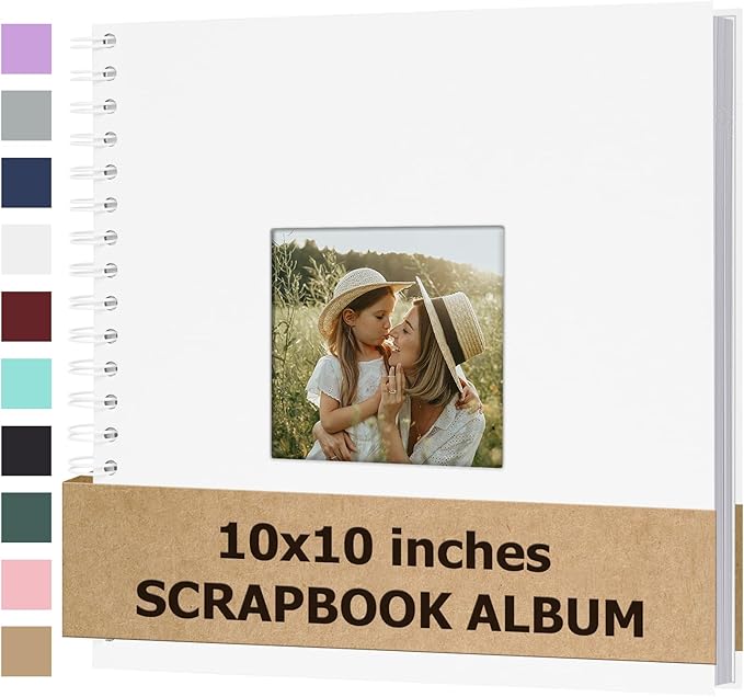 Scrapbook Album 10x10 Inches Photo Album Hardcover Kraft with Window Scrap Book Blank Memory Book for Baby Wedding Guest Book Couples Graduation Travel DIY Anniversary, 40 Pages White