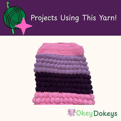 Okey Dokeys 300g Jumbo Velvet Chenille Yarn 7 Jumbo – Plush, No-Fray, Durable Plushies, Posh Soft Crochet Projects Beginner Friendly (130 yds) (Grape Juice Purple (106), 1 Pack (17.90/Skein))
