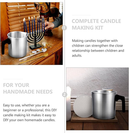 SHERCHPRY Stainless Steel Candle Making Pouring Pot for DIY Crafts Wax Melting Tool for Soybean Wax Candle Crafts Kit for Beginners and Professionals Random Color
