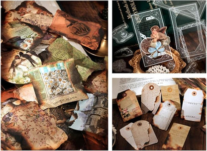 200PCS Vintage Scrapbooking Supplies Pack for Junk Journal Planners Decoupage Paper Scrapbook Stickers Aesthetic Cottagecore Collage Craft Album (Dappled Marks)