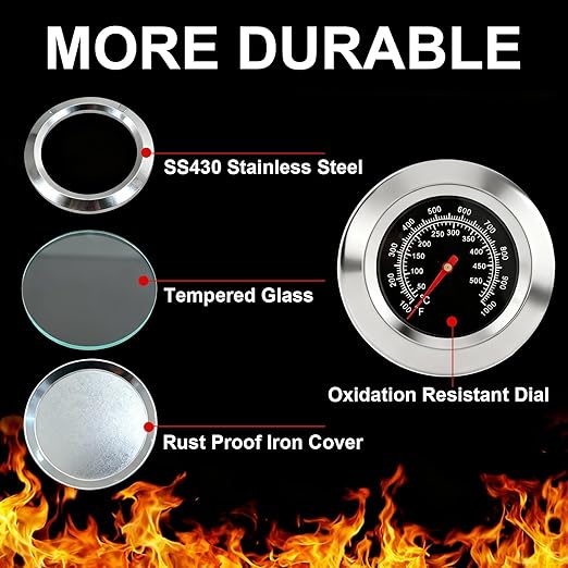 CloudHand 3" Grill Thermometer for Outside Grill BBQ Temperature Gauge Stainless Steel high Temp Thermometer 100F to 1000F BBQ for Barbecue Charcoal Grill Smoker