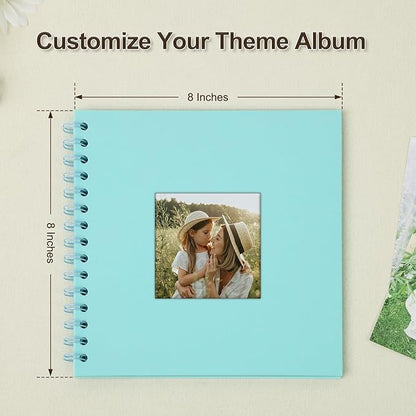 Scrapbook Album 8x8 Inches Photo Album Hardcover Kraft with Window Scrap Book Blank Memory Book for Baby Wedding Guest Book Couples Graduation Travel DIY Anniversary, 40 Pages LightBlue