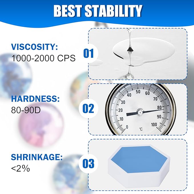 UV Resin - 2000g Crystal Clear UV Curing Resin, Low Odor Hard Type Ultraviolet Cure Resins for DIY Jewelry Making, Crafts, Painting - Transparent Bubbles Free Epoxy for Casting, Statue