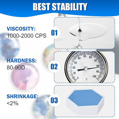 UV Resin - 2000g Crystal Clear UV Curing Resin, Low Odor Hard Type Ultraviolet Cure Resins for DIY Jewelry Making, Crafts, Painting - Transparent Bubbles Free Epoxy for Casting, Statue