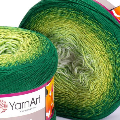 2 Skein/Pack Yarnart Flowers Gradient Yarn, Each Ball 8.8 Oz (250gr) / 1094 Yards (1000m), 55% Cotton 45% Acrylic, Superfine Fingering Weight for Knitting and Crochet, 283 - Green