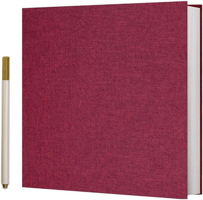 Vienrose Photo Album Self Adhesive 4x6 5x7 3x5 8x10 10x12 Scrapbook Album DIY Scrap Book with A Metallic Pen (13"x12.6" 60 Pages, Red)