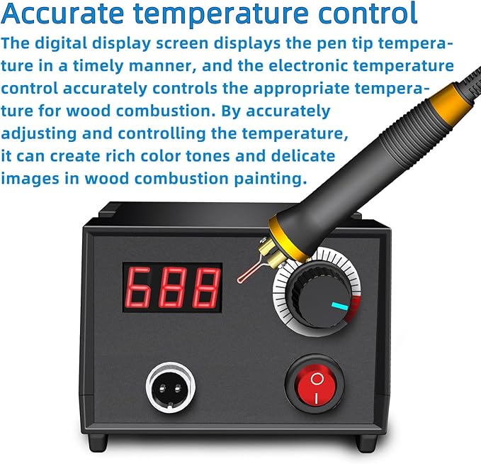 FIRElood LH30-1 wood burning tool,wood burning kit pen 25~750℃,professional wood burning kit,with digital thermometer temperature adjustable temperature,1 wood burning pens, 30 pen tips(LH30-1A pen)