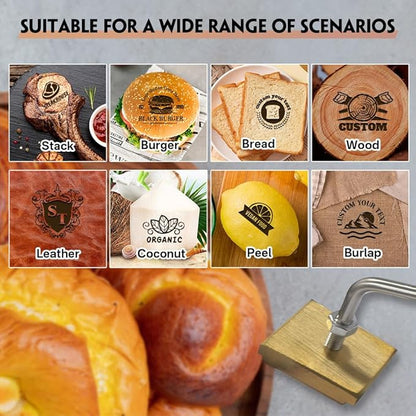 Custom Branding Iron for Wood & Leather | Personalized Wood Branding Iron Kit with Wood Burning Stamp | For Craftsmen, Bakers & DIY