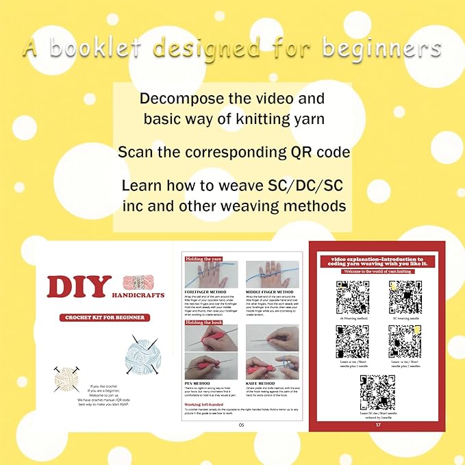 DOOOYU 6PCS Crochet Kit for Beginners Crochet Animals Knitting Kit Supplies Learn to Crochet Beginner Set Kit with Crochet Hooks, Yarn, Step-by-Step Instructions Video