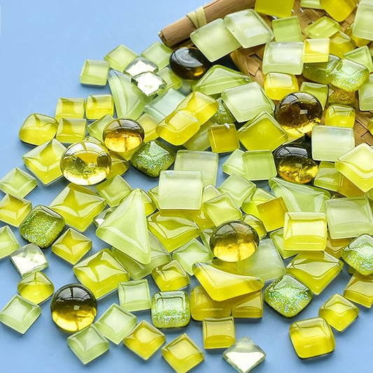 500g Mixed Color Irregular Crystal Mosaic Tiles,Tiny Mosaic Tile DIY Hobbies Children Handmade Crystal Craft for Craft Bathroom Kitchen Home Decoration DIY Art Projects,0.4X0.4 Inch(Yellow Series)