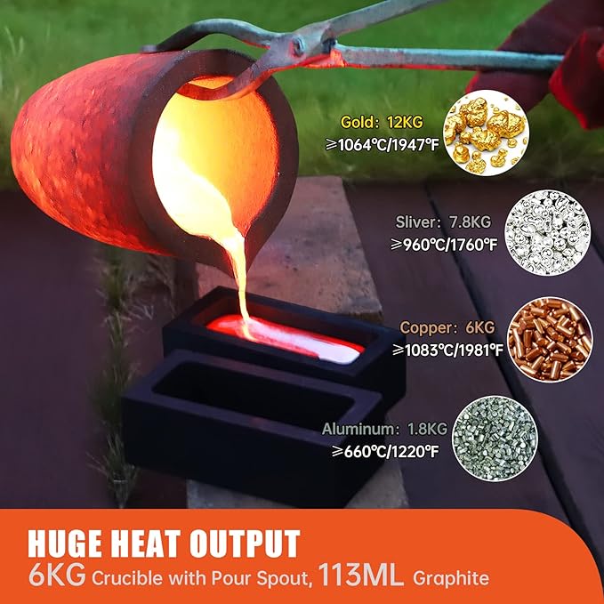 TOAUTO 6KG Propane Melting Furnace Kit TMF6000B-V3 Propane Foundry Home Kiln Casting Tool for Smelting Casting Gold Silver Copper Scrap Metal Recycle Aluminum