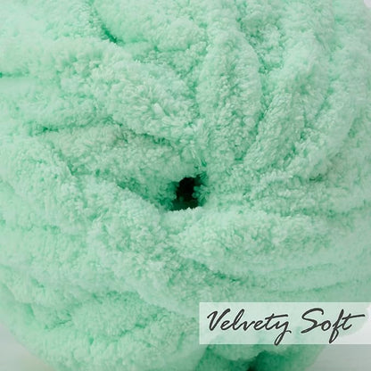 ERLYEEN Chenille Chunky Yarn Super Bulky Soft Thick Fluffy Jumbo Giant Washable Polyester Big Yarn DIY for Arm Knit Blanket Cushion Bed Sofa Home Decor,Mint Green,0.55LB