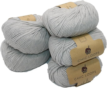 Chic Loops Knitting Kit for Beginners, Knitted Hooded Scarf Beginner Crochet Kit for Adults, Crochet Soft and Cozy Balaclava Beanie Basic Hood for Womem Outdoor Sports with Instruction(Pale Grey)