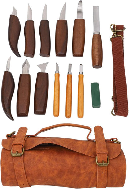 WALFRONT Wood Working Carving Tools High Hardness Wood Whittling Kit Walnut Deepen Insert Handle Scraper for Beginner Adults DIY