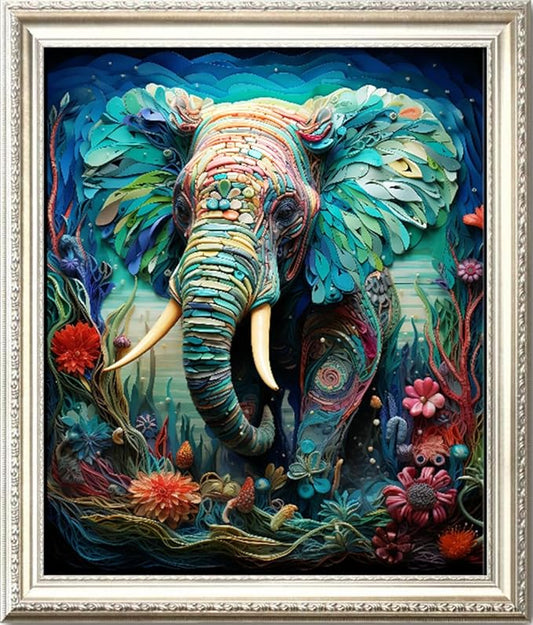 Leczany Cross Stitch Stamped Kit for Adults - Colorful Elephant | DIY Embroidery Starter Patterns Craft Kit Needlepoint for Beginner | 11CT, 3 Strands | 17.2x21.3 inches